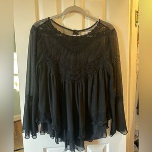 Altar’d State Black Sheer Blouse Top Size Small